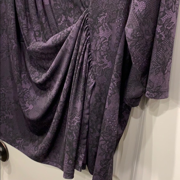Lane Bryant Purple Black Lace Print Jersey Top - Picture 3 of 8